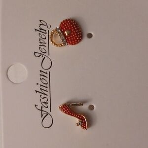 4/$40 New Red Heel & Handbag Stud Earrings